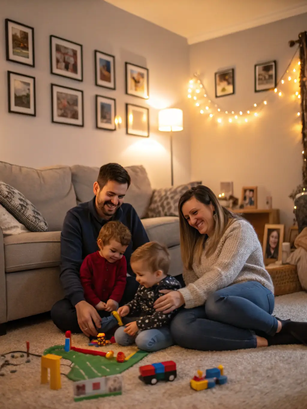 A modern Indian family using a financial planning app on a tablet, showcasing the convenience and accessibility of digital financial tools.
